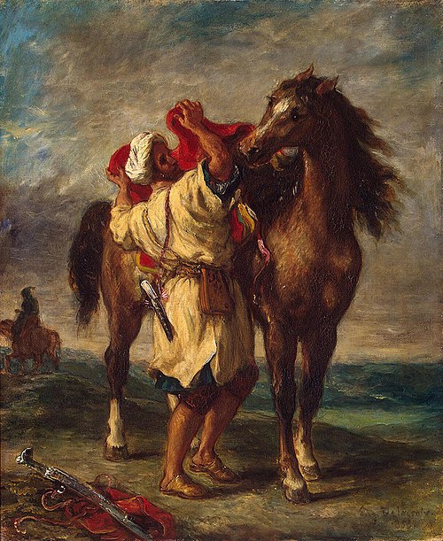Arab Saddling his Horse, 1855, Eugène Delacroix