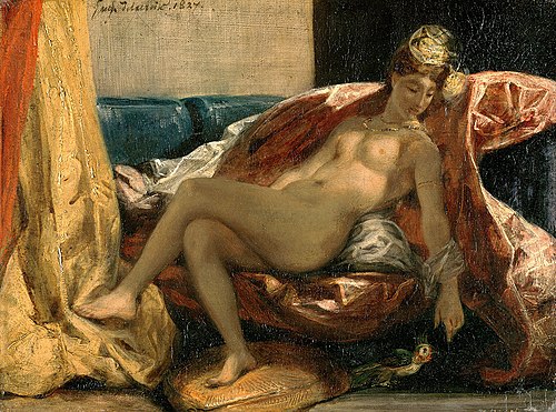 Femme caressant un perroquet, 1827, Eugène Delacroix