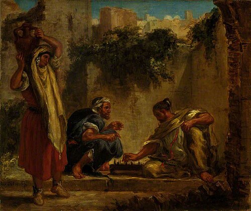 Arabs playing chess, 1847, Eugène Delacroix