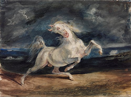 Horse Frightened by Lightning, 1824, Eugène Delacroix