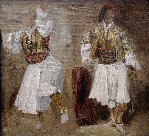 Two studies of Suliote costumes, 1822, Eugène Delacroix