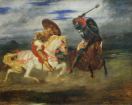 Confrontation of knights in the countryside, 1830, Eugène Delacroix