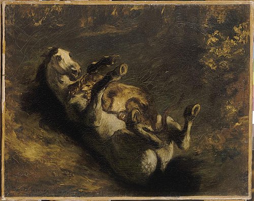 Cheval attaqué par une lionne, 1840, Eugène Delacroix