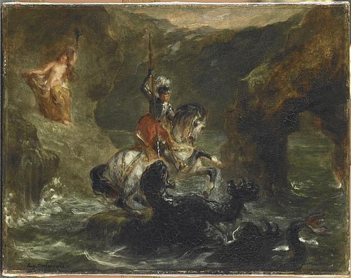 Saint George fighting the dragon, 1847, Eugène Delacroix