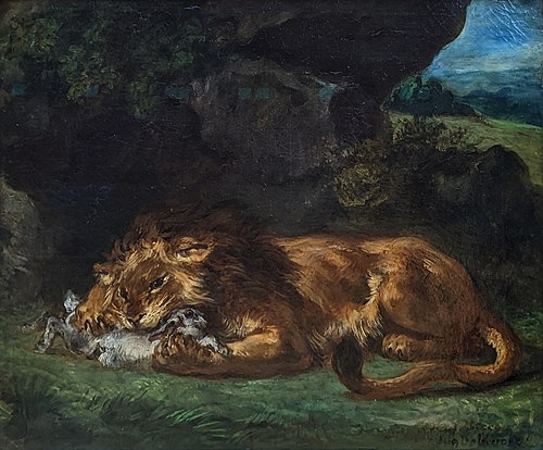 Lion Devouring a Rabbit, 1853, Eugène Delacroix