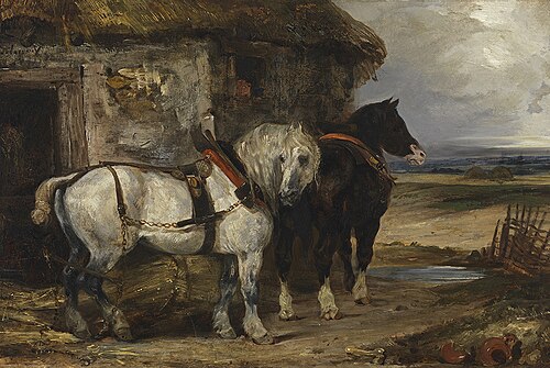 Two Farm Horses by a Barn, 1825, Eugène Delacroix