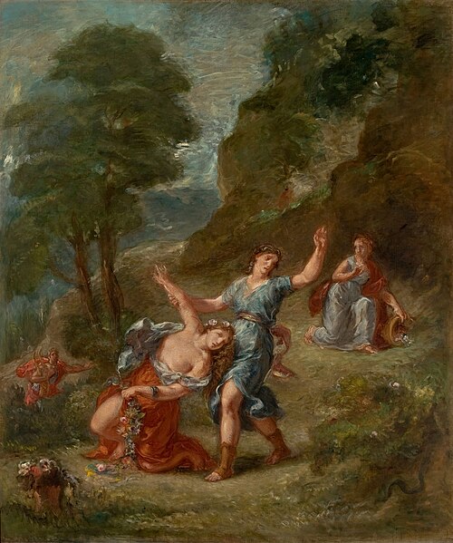The Spring - Eurydice bitten by a serpent while picking flowers (Eurydice's death), 1850, Eugène Delacroix