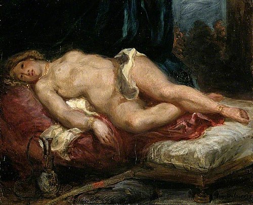 Odalisque reclining on a divan, 1825, Eugène Delacroix