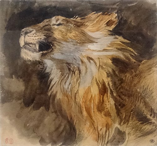 Tête de lion rugissant, 1831, Eugène Delacroix