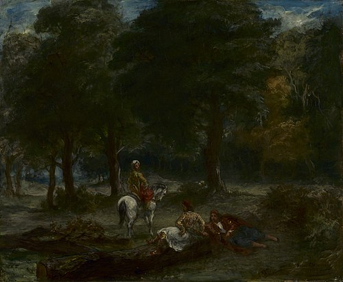 Greek Cavalry Men Resting in Forest, 1858, Eugène Delacroix