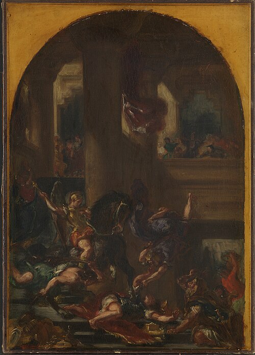 Heliodorus Driven from the Temple, 1850, Eugène Delacroix
