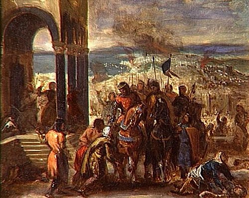 Capture of Constantinople by the Crusaders in the fourth crusade, 1840, Eugène Delacroix
