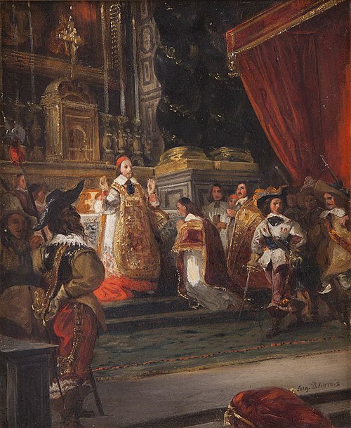 Le Cardinal de Richelieu disant la messe dans la chapelle du Palais-Royal, 1828, Eugène Delacroix