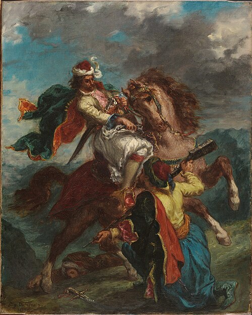A Turk Surrenders to a Greek Horseman, 1856, Eugène Delacroix
