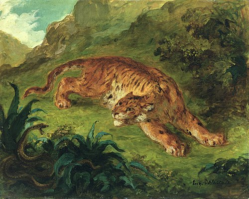Tigre effrayé par un serpent, 1854, Eugène Delacroix