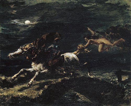 Tam O'Shanter poursuivi par les sorcières, 1849, Eugène Delacroix