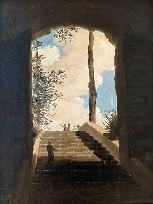 À la Villa Farnèse : l'escalier, 1800, Pierre-Henri de Valenciennes