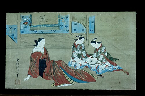 Prostitute and Two Attendants, 1735, Okumura Masanobu