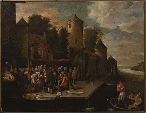 Fishmongers in the port, , David Teniers le Jeune