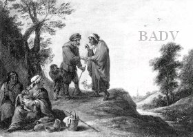 Rest on the flight to Egypt, scenery, couple of beggars "Bauern und Zigeunerfamilie", 1635, David Teniers le Jeune