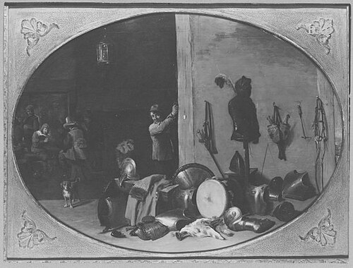 Stillife with arms in guardroom, 1635, David Teniers le Jeune