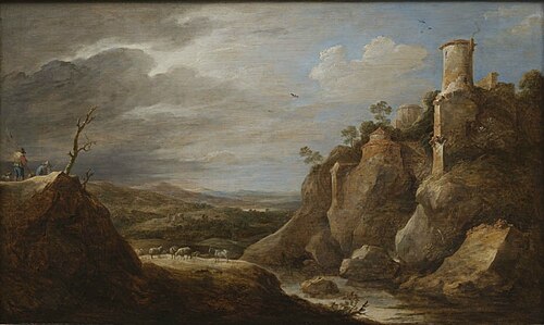 Berglandschap met herders, vee en ruïnes, 1635, David Teniers le Jeune