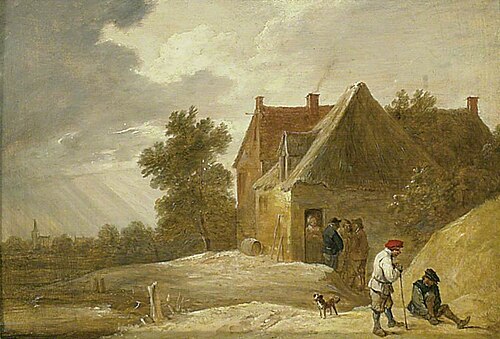 Landscape with a Farmhouse and Figures on the Bank of a River, , David Teniers the Younger