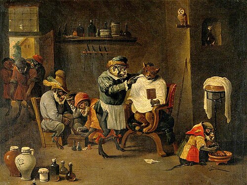 A Monkey Barber-Surgeon's Establishment, , David Teniers the Younger