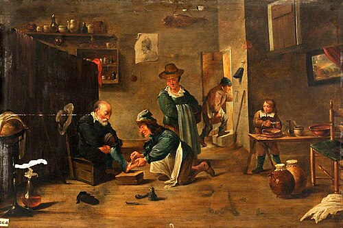 A Surgeon Treating a Man's Foot with a Plaster, , David Teniers the Younger