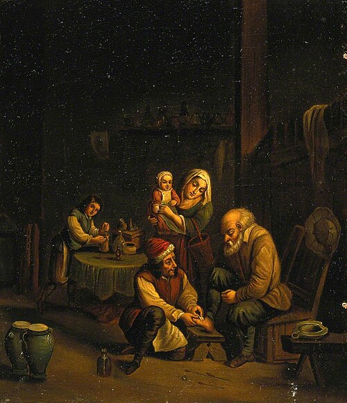 Interior with a Surgeon Attending to a Man's Foot, and Three Other Figures, , David Teniers the Younger