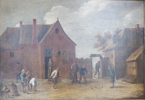 Joueurs de boules dans la cour d'un estaminet, , David Teniers le Jeune