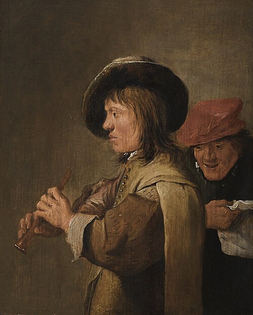 A flute player in profile, 1600, David Teniers the Younger