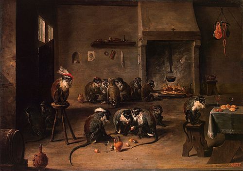 Monkeys in the Kitchen, 1645, David Teniers the Younger