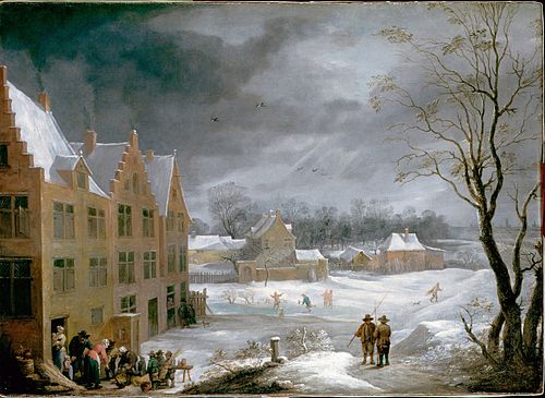 Winter Scene with a Man Killing a Pig, 1650, David Teniers the Younger