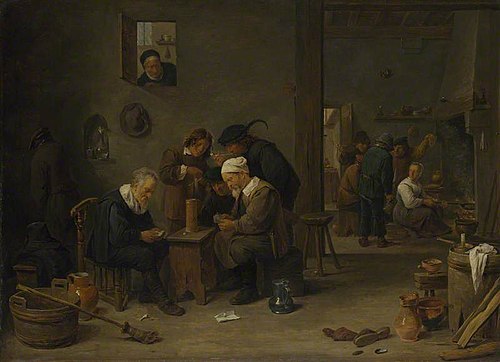 Two Men playing Cards in the Kitchen of an Inn, 1647, David Teniers le Jeune