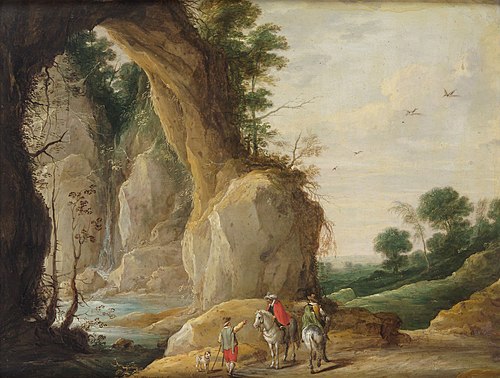 Landschaft mit Felsboden und zwei Reitern, 1637, David Teniers le Jeune