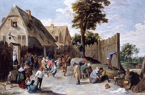 Peasants dancing outside a Tavern, 1641, David Teniers le Jeune