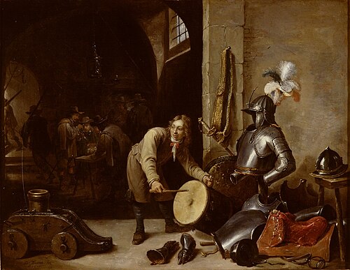 Guardroom interior with a young man with a drum, 1652, David Teniers le Jeune