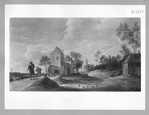 landscape with church + river, 1655, David Teniers le Jeune