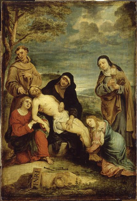 La Déploration du Christ en présence (mystique) de saint François d'Assise et de sainte Claire, 1650, David Teniers le Jeune