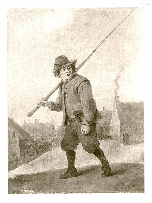 Man carrying a pole, 1659, David Teniers le Jeune