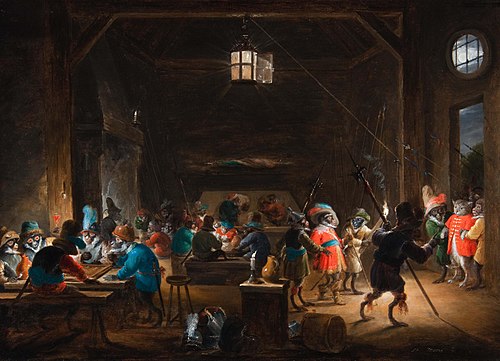 Guardroom scene with monkey soldiers, 1633, David Teniers le Jeune