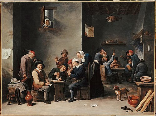 Intérieur de cabaret. La Partie de cartes, 1645, David Teniers le Jeune
