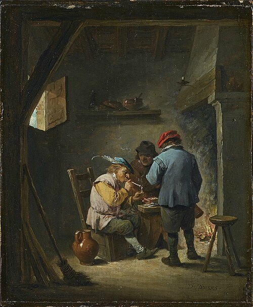 Three Smokers at a Hearth, 1645, David Teniers le Jeune