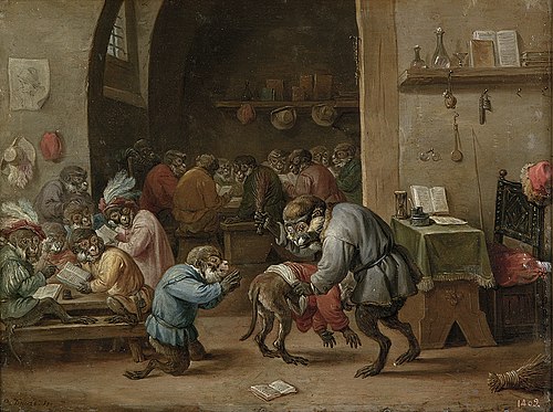 l'école des singes, 1660, David Teniers le Jeune