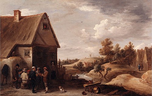Landscape with Figures before a House with Straw Roof, 1645, David Teniers le Jeune