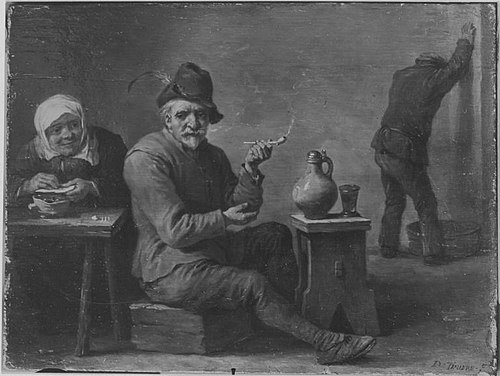 Zwei Bauern und ein altes Weib in der Schenke, 1650, David Teniers le Jeune