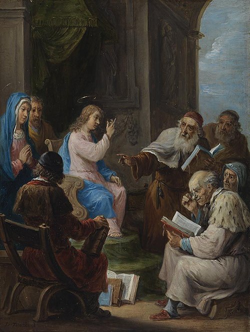 The fifteen secrets of the rosary: the twellve year old Christ among the doctors in the temple, 1650, David Teniers le Jeune
