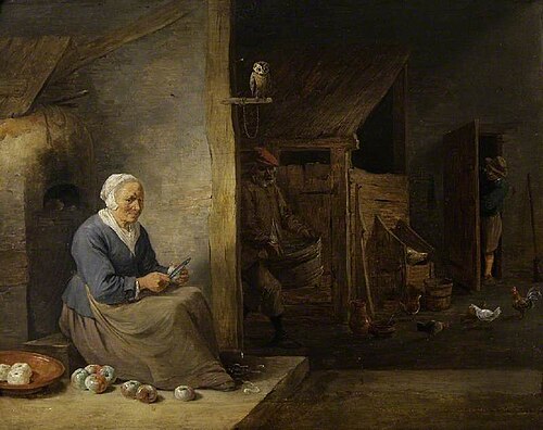 Interior, with an old woman peeling apples, , David Teniers le Jeune