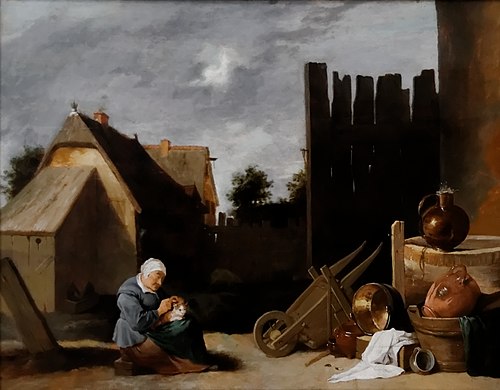 Peasant Court with an Old Woman and a Cat, , David Teniers the Younger